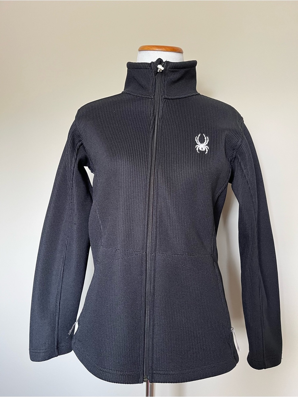 Spyder Kids Black Full-Zip Jacket with White Logo Size Large